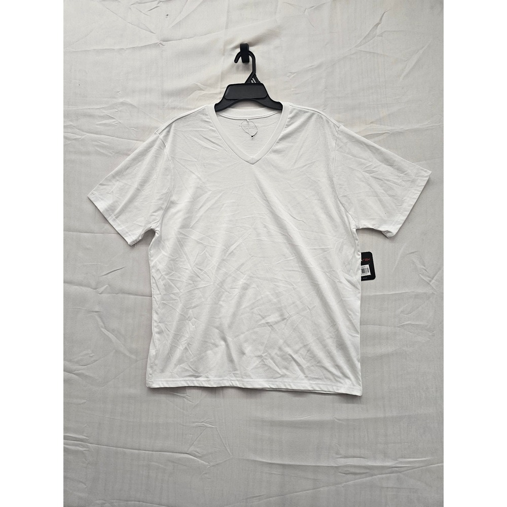 Magnatek Cool Wear Mens V-Neck T-Shirt White Short Sleeve MT1002T Large NWT